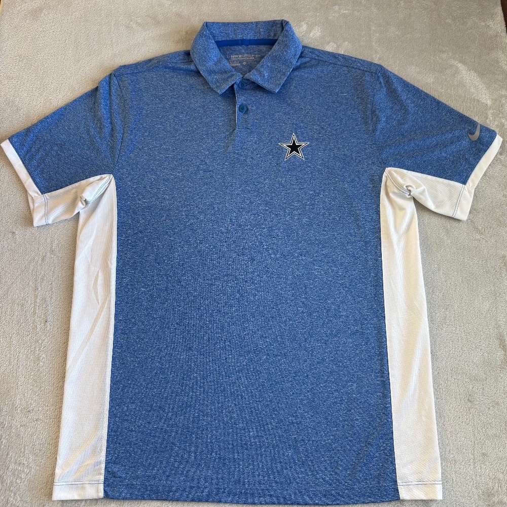 Nike Golf Dri-Fit Tour Performance Dallas Cowboys Mens Polo Size Medium Blue